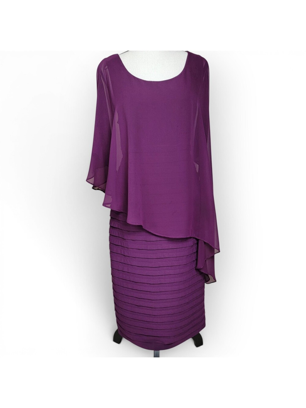 Adrianna Papell Purple Two-Piece Size 12 Layered Dress Pleated Formal Silhouette
